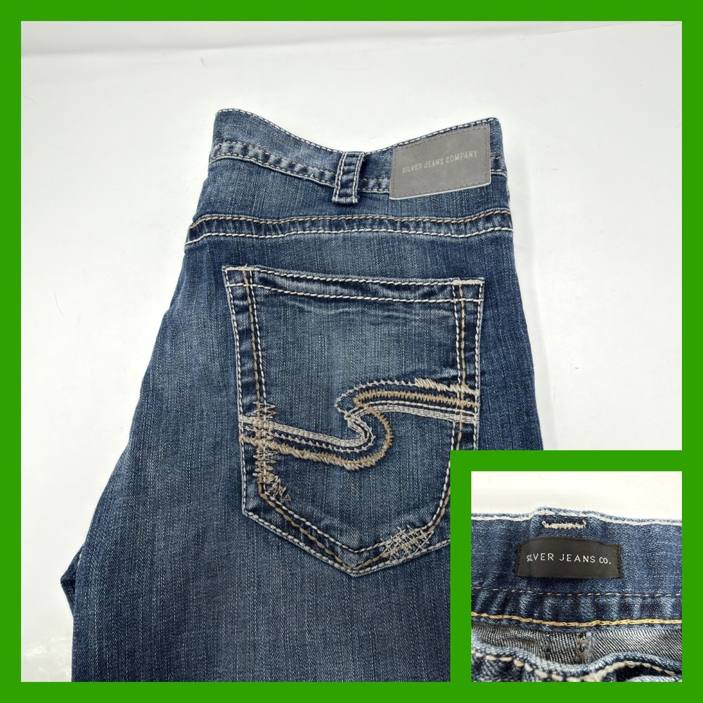 Silver Jeans Co. Zac Relaxed Fit Straight Leg Blue Denim W40 L36 M42408LD191